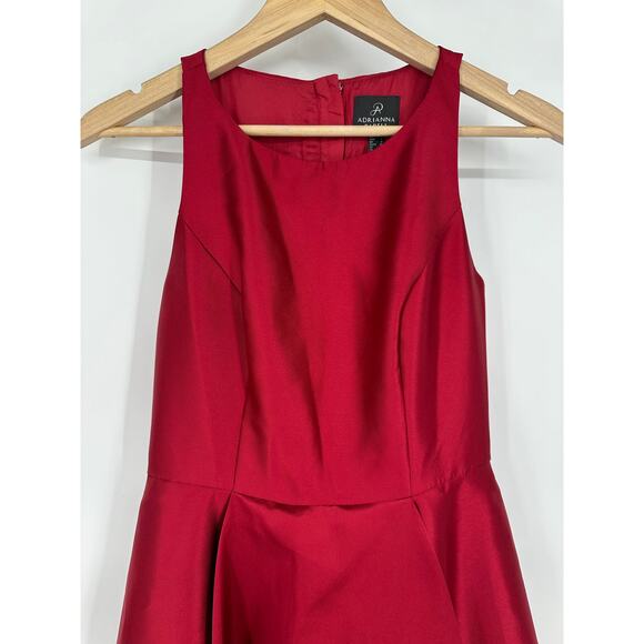 Adrianna Papell High Low Mikado Gown Ruffle Sleeveless Midi Maxi Satin Dress - Picture 4 of 12